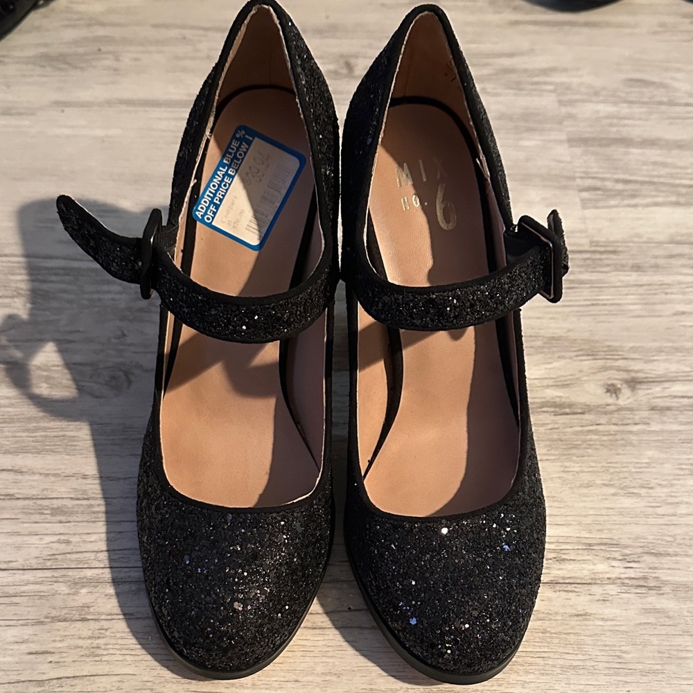Mix No. 6 Black Glitter Heels Asuviel